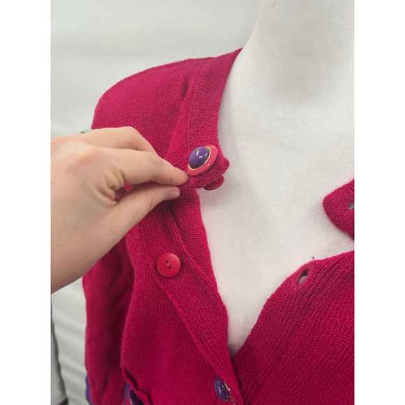 VTG Adrianna Papell Wool Blend Cardigan Skirt Set Vintage Size 12 Geometric 80s - Picture 6 of 7